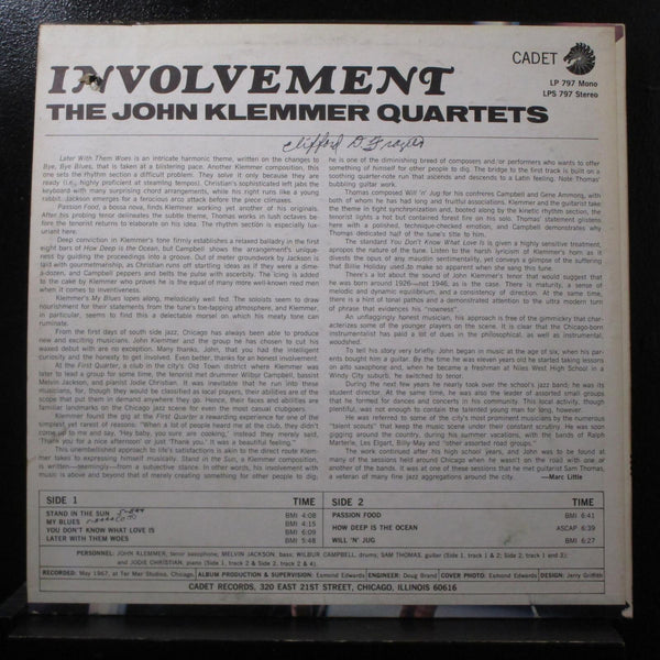 The John Klemmer Quartets - Involvement LP Mint- LP-797 Mono Vinyl Record - Shuga Records