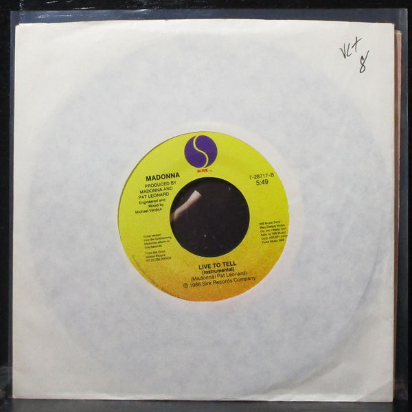 Madonna - Live To Tell 7" VG+ Vinyl 45 Sire 7-28717 USA 1986 - Shuga Records