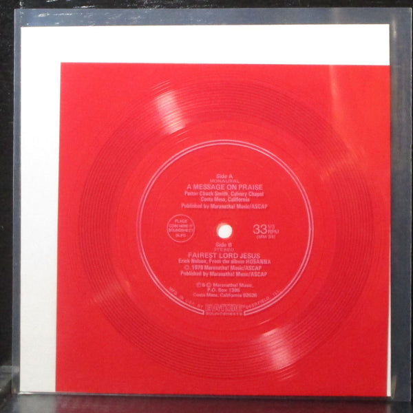 Pastor Chuck Smith - A Message On Praise 7" Flexi Red 33 Marantha! MM 38 USA - Shuga Records