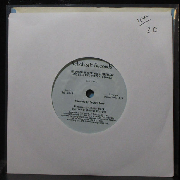 A. A. Milne - In Which Eeyore Has A Birthday 7" VG+ Vinyl 33 Scholastic CC 1636 - Shuga Records