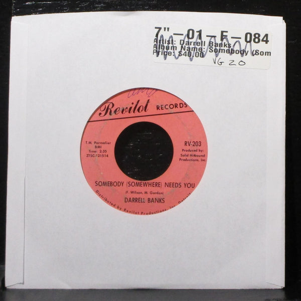 Darell Banks - Somebody (Somewhere) Needs You VG 7" Vinyl 45 Revilot RV-203 USA - Shuga Records