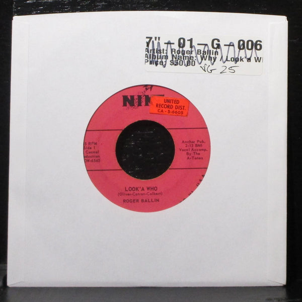 Roger Ballin - Why / Look'a Who VG 7" Vinyl 45 Nike Records 001 USA 1961 - Shuga Records
