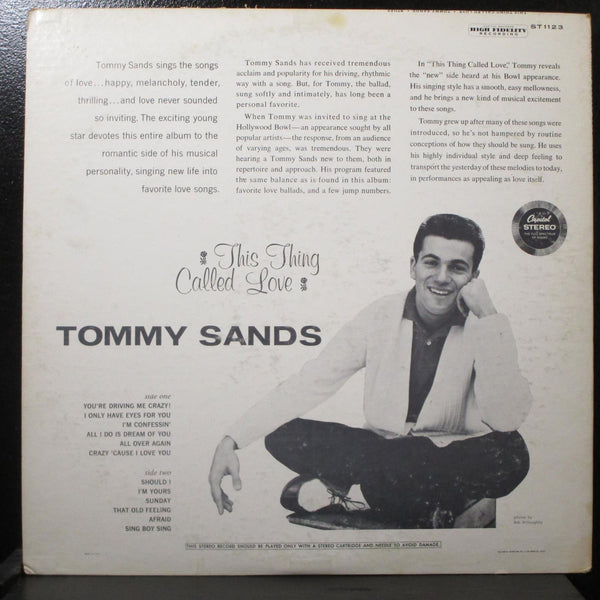 Tommy Sands - This Thing Called Love VG+ stereo LP 1st 1959 Captiol ST-1123 USA - Shuga Records