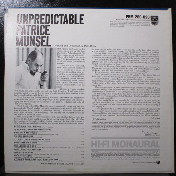 Patrice Munsel - Unpredictable VG+ Mono signed LP 1962 Philips PHM-200-020 USA - Shuga Records