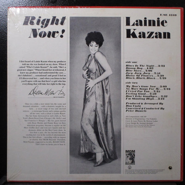 Lainie Kazan - Right Now! sealed Mono LP 1966 MGM E-4340 USA - Shuga Records