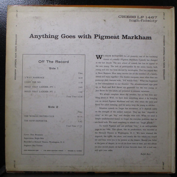 Pigmeat Markham - Anything Goes With Pigmeat VG+ Mono LP 1962 Chess U-1169 USA - Shuga Records