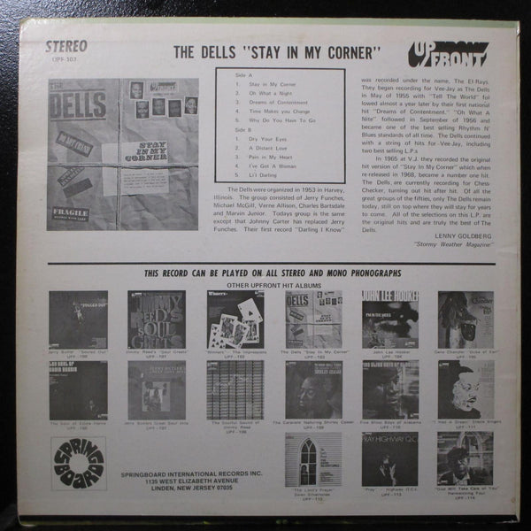 The Dells - Stay In My Corner VG+ LP Vinyl Record UpFront UPF-103 USA - Shuga Records