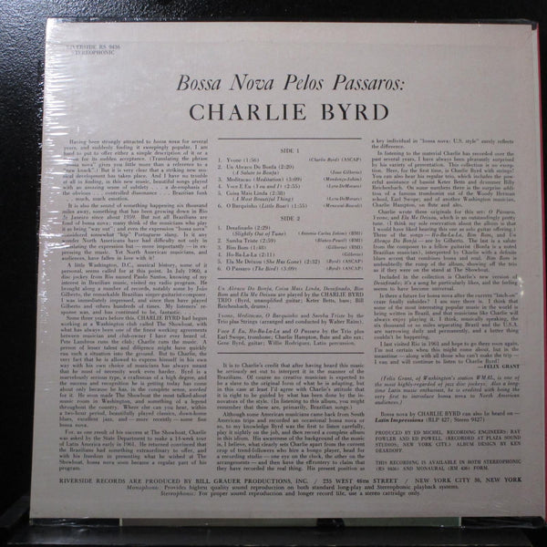 Charlie Byrd - Bossa Nova Pelos Passaros LP sealed 1st stereo Riverside RS 9436 - Shuga Records