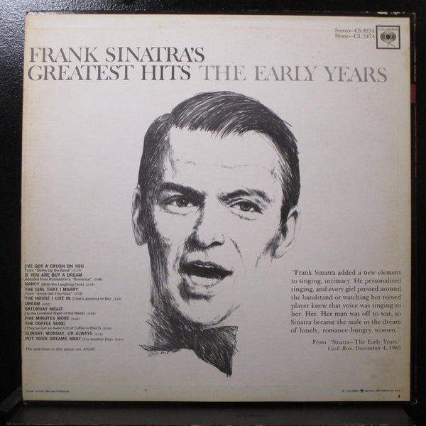 Frank Sinatra's Greatest Hits New LP Record CBS 360 Stereo CS 9274 Vinyl USA - Shuga Records