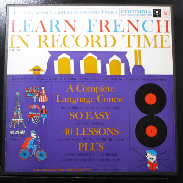 Learn French In Record Time 2x12" LP Mono box 1958 Columbia D2L 246 6-eyes - Shuga Records