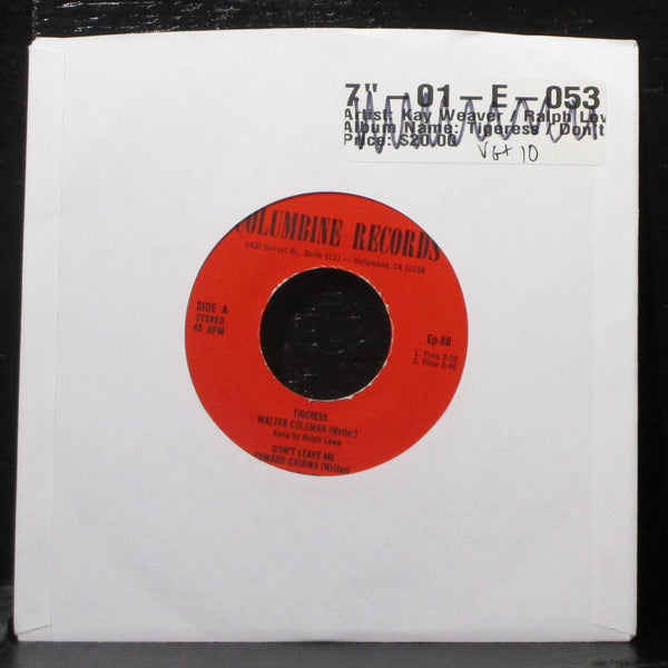Kay Weaver / Ralph Lowe - Tigeress / Music Is VG+ 7" Vinyl 45 Columbine Ep-88 - Shuga Records
