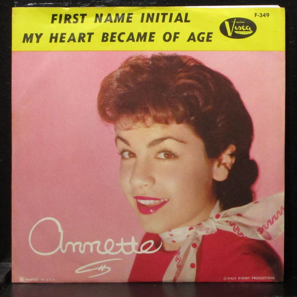 Annette- First Name Initial/ My Heart Became Of Age VG+ Black Label  7" 45F-349 - Shuga Records