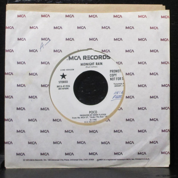 Poco - Midnight Rain  VG+ Promo 7" Vinyl 45 MCA-41326 - Shuga Records