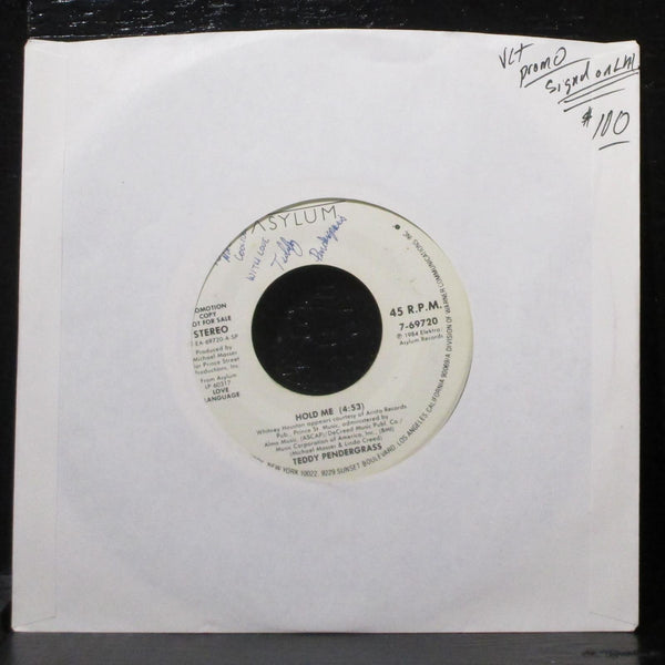 Teddy Pendergrass - Hold Me VG+ Signed Promo 7" Vinyl 45 Asylum 7-69720 - Shuga Records