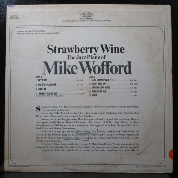 Mike Wofford - Strawberry Wine 12" LP Mint- Stereo 1967 Epic BN 26225 USA Rare - Shuga Records