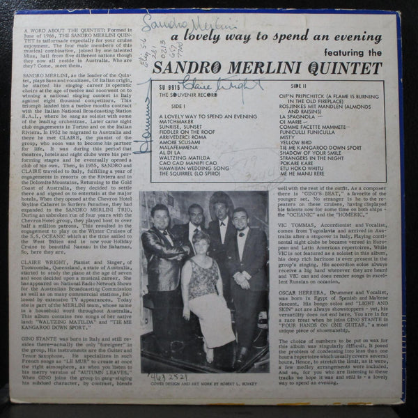 Sandro Merlini Quintet - A Lovely Way To Spend An Evening 12" LP VG Italy priv - Shuga Records