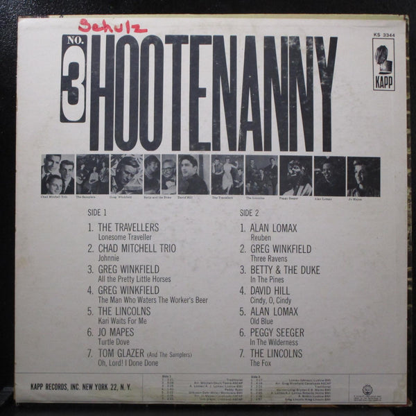 Various Artists - Hootenanny No. 3 VG+ LP Kapp KS-3344 USA 1963 - Shuga Records