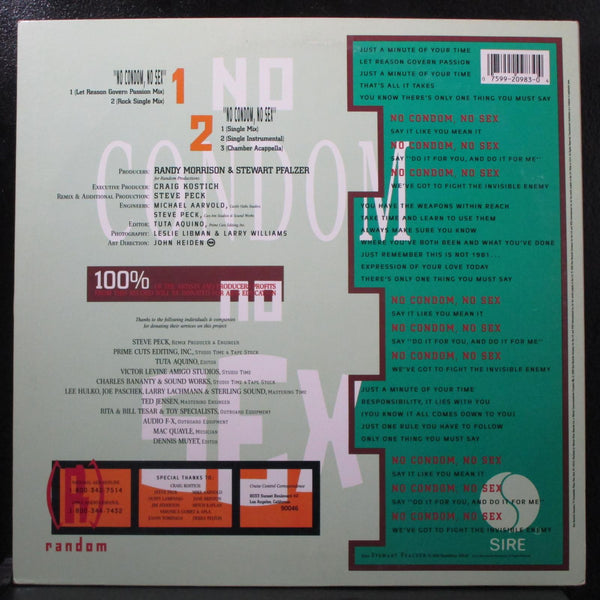 Cruise Control - No Condom, No Sex Mint- Promo 12" Sire 0-20983 USA 1988 - Shuga Records