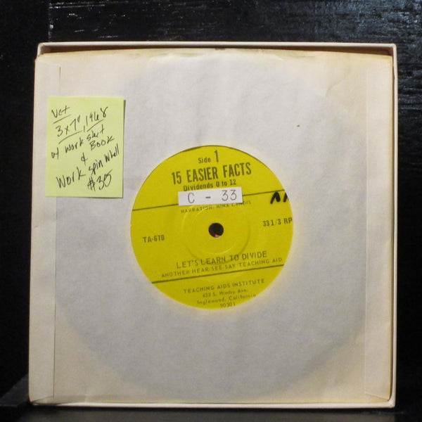 Let's Learn To Divide 3X7" Vinyl 45 Teaching Aids TA-670 w Work Sheet Spin Book - Shuga Records