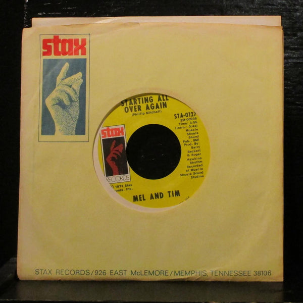 Mel And Tim  Starting All Over Again Mint-  7" Vinyl 45 Stax STA-0127 Soul 1972 - Shuga Records