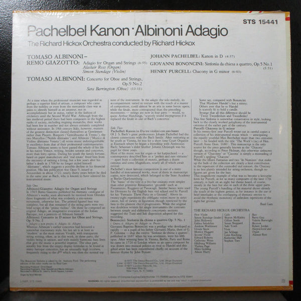 Richard Hickox - Pachelbel Kanon / Albinoni Adagio new sealed LP London STS15441 - Shuga Records