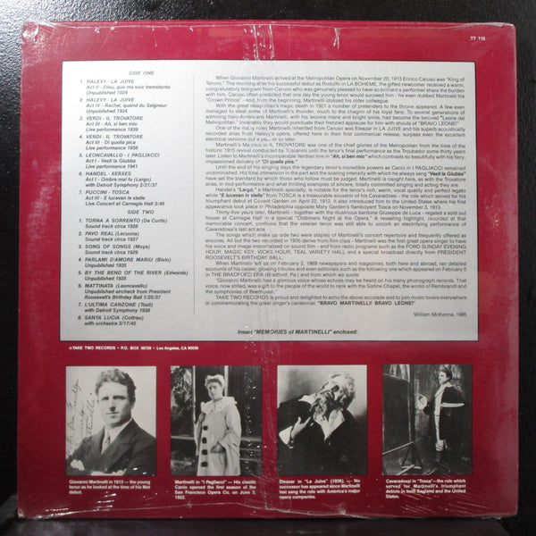 Giovanni Martinelli - Bravo Leone! New sealed LP Take Two Records TT 115 USA - Shuga Records