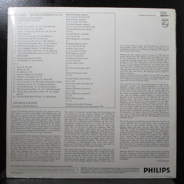 Knothe - Mozart Sacred & Profane Cannons & Songs new sealed LP 6500 917 Holland - Shuga Records