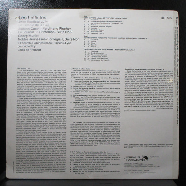 de Froment - Les Lullistes new sealed LP ditions De L'Oiseau-Lyre OLS 165 UK - Shuga Records