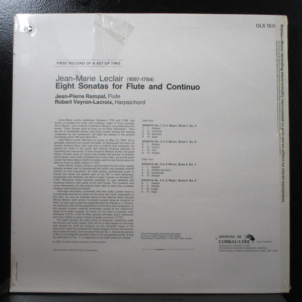 Rampal - Leclair: Eight Sonatas for Flute & Continuo Record 1 sealed LP OLS 150 - Shuga Records