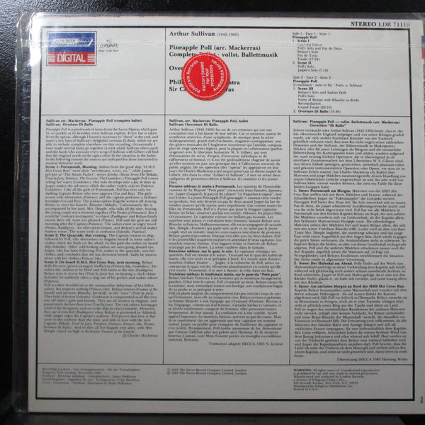 Mackerras - Sullivan: Pineapple Poll sealed LP London LDR 71119 Holland 1983 - Shuga Records