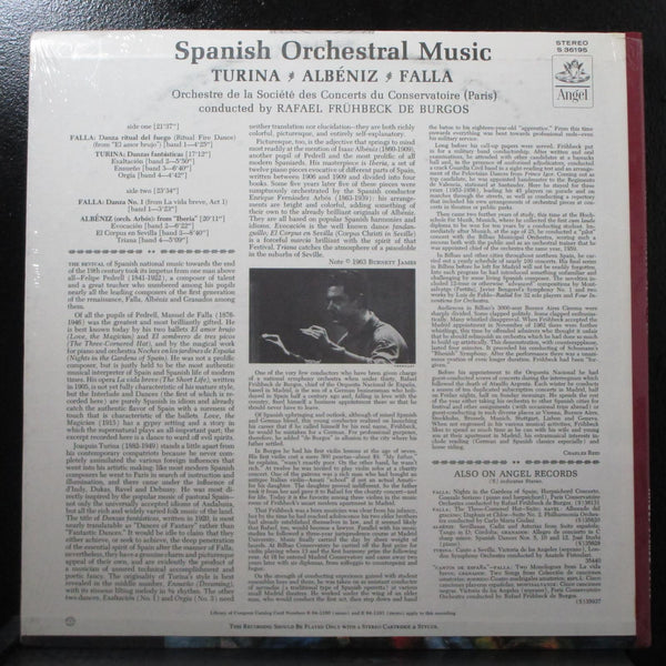 De Burgos - Spanish Orchestral Music new sealed LP Angel 36195 USA 1963 - Shuga Records