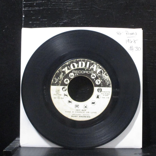 Ruby Andrews  Hey Boy Promo VG- Promo 7" Vinyl 45 Zodiac Z-1006 Soul 1968 - Shuga Records
