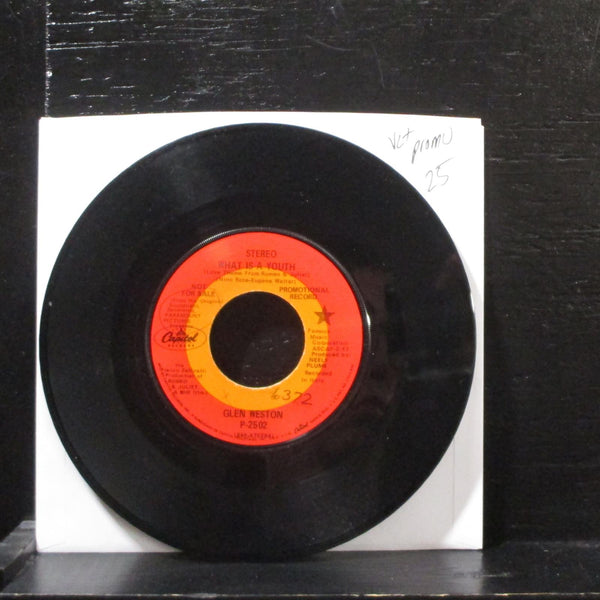 Glen Westo What Is A Youth VG+ Promo 7" Vinyl 45 Capitol 2402 Soundtrack - Shuga Records