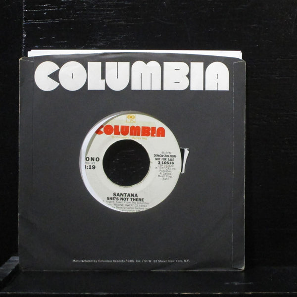 Santana  She's Not There VG+ Promo 7" Vinyl 45 Columbia 3-10616 Rock 1977 - Shuga Records