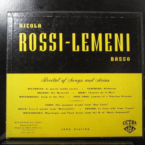 Rossi-Lemeni - Recital of Songs and Arias VG+ Mono LP box Certra-Soria 50,076 - Shuga Records