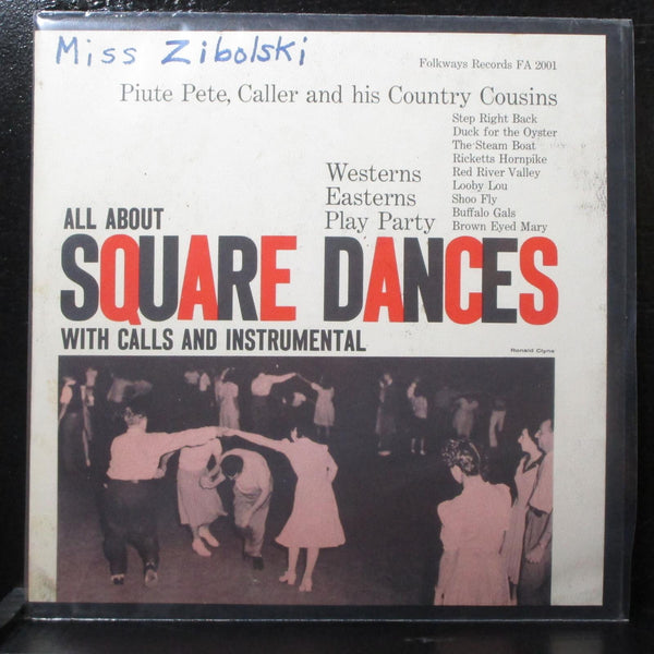 Piute Pete - All About Square Dances VG+ Mono 10" LP + book Folkways FA 2001 USA - Shuga Records
