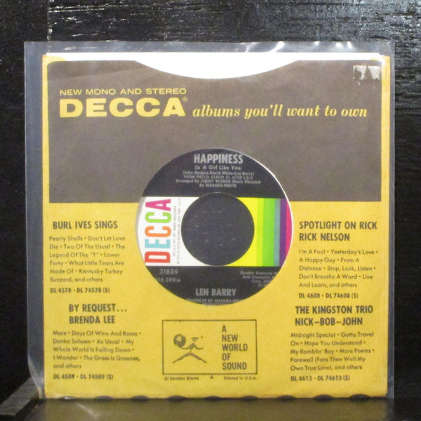 Len Barry  Like A Baby Mint- 7" Vinyl 45 Decca 31889 Rock, Soul 1966 - Shuga Records