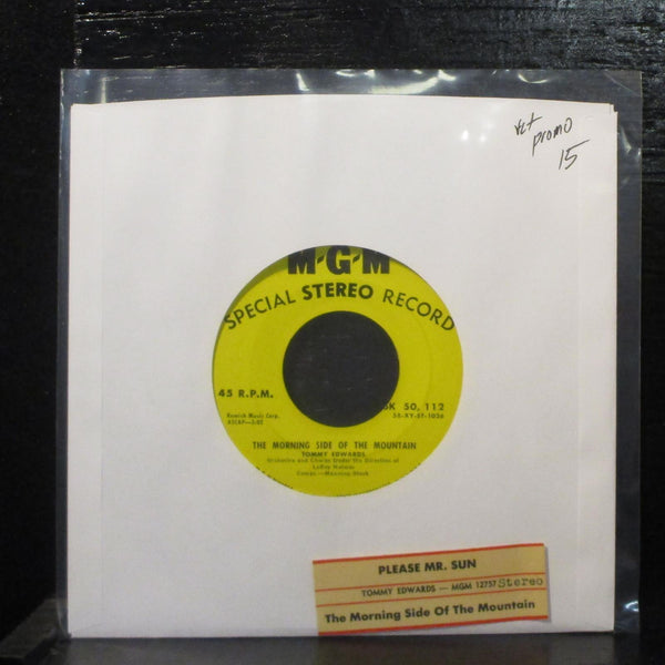 Tommy Edwards - The Morning Side Of The Mountain VG+ Promo 7" Vinyl MGM w Tag - Shuga Records