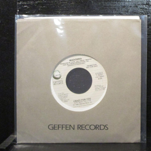 Madonna  Crazy For You VG+ Promo 7" Vinyl 45 Geffen Records 7-29051 New Wave - Shuga Records