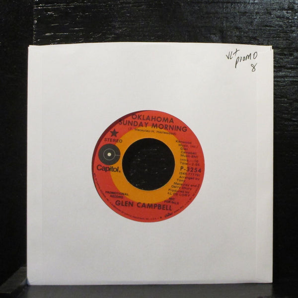 Glen Campbell  Oklahoma Sunday Morning VG+ Promo 7" Vinyl 45 Capitol PRO-6385 - Shuga Records