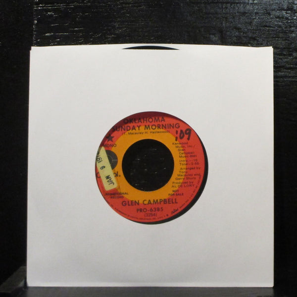 Glen Campbell  Oklahoma Sunday Morning VG+ Promo 7" Vinyl 45 Capitol PRO-6385 - Shuga Records
