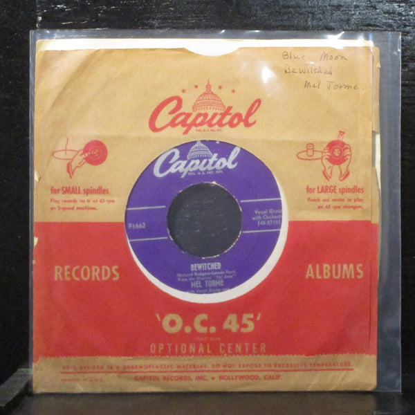Mel Torm  Blue Moon / Bewitched VG+ 7" Vinyl 45 Capitol F1662 Pop 1951 - Shuga Records