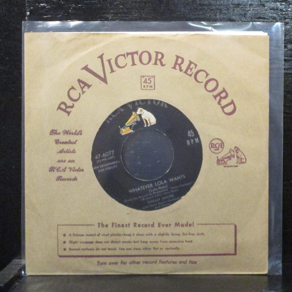 Dinah Shore  Whatever Lola Wants (Lola Gets) Mint- 7" Vinyl 45 RCA 47-6077 1955 - Shuga Records