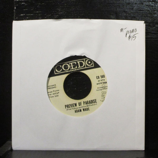 Adam Wade  Preview Of Paradise Mint- Promo 7" Vinyl 45 Coed CO 560 Soul 1960 - Shuga Records