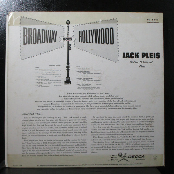 Jack Pleis - Broadway Goes Hollywood VG Mono 1st LP Decca DL 8167 USA 1955 - Shuga Records