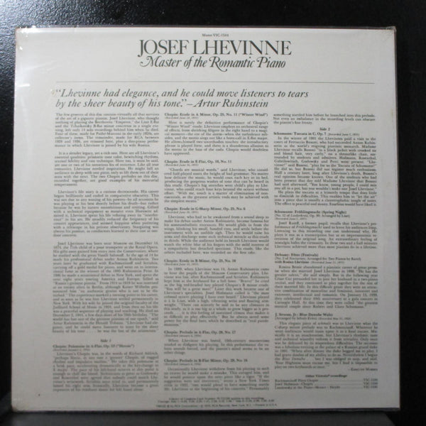 Josef Lhevinne - Master Of The Romantic Piano sealed LP RCA VIC-1544 USA 1970 - Shuga Records