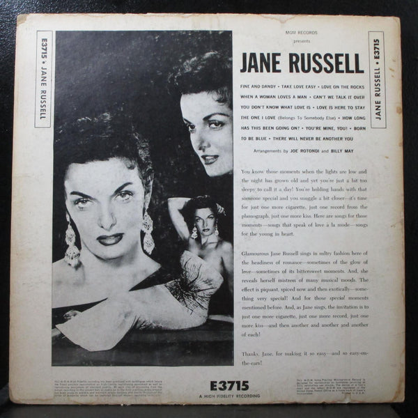 Jane Russell VG+ 1st Mono LP Vinyl Record MGM E3715 USA 1958 - Shuga Records