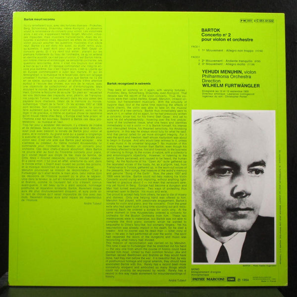 Menuhin - Bartok: Concerto No. 2 Mint- Mono LP 2C 051-01322 France 1954 - Shuga Records