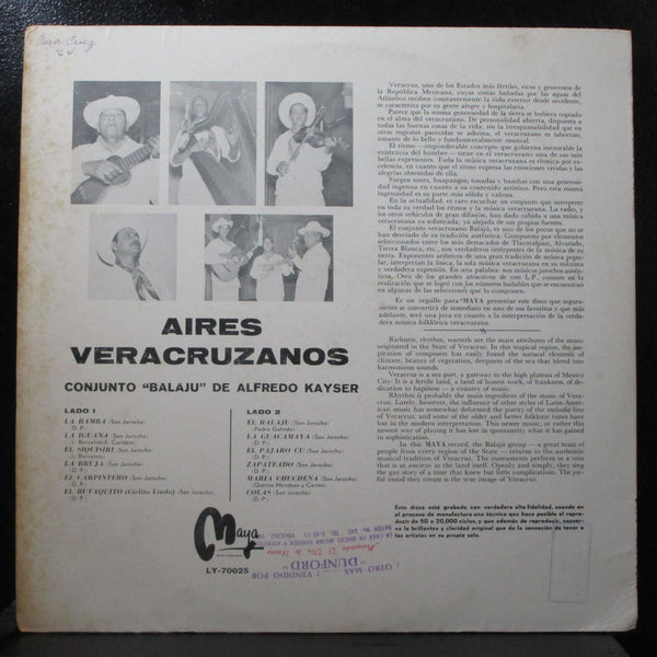 Alfredo Kayser - Aires Veracruzanos VG+ LP Vinyl Record Maya LY-70025 Mexico - Shuga Records