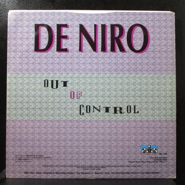 De Niro - Out Of Control VG+ 12" 45 Time Records TRD 1309 Italy 1993 - Shuga Records